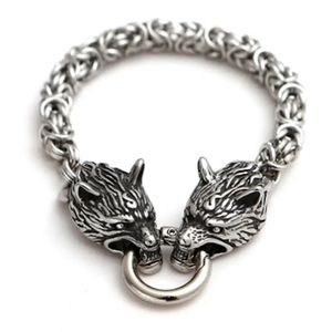 NEW High Quality Vikings Odin Woolf Men’s Bracelet Silver Plated